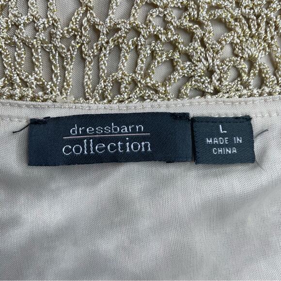 DRESS BARN VINTAGE Y2K CROCHETED BOHO WESTERN KNIT CAP SLEEVE TOP CREAM - L - Picture 5 of 8